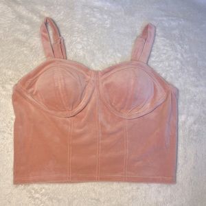 Pink velvet corset top